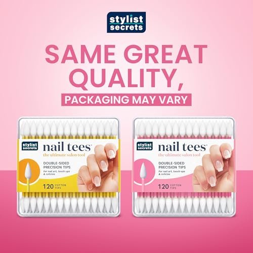 Fran Wilson Nail Tees Cotton Tips 120 Stück (3er Pack) - Das ultimative Nagelwerkzeug, vielseitige doppelseitige Wattestäbchen mit spitzen Enden für präzise Korrekturen und die perfekte Maniküre & Pediküre zu Hause