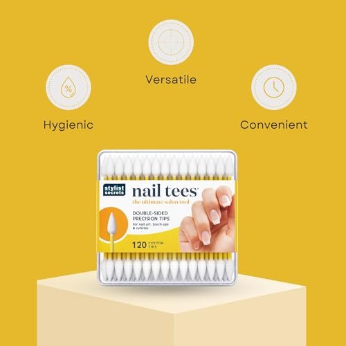 Fran Wilson Nail Tees Cotton Tips 120 Stück (3er Pack) - Das ultimative Nagelwerkzeug, vielseitige doppelseitige Wattestäbchen mit spitzen Enden für präzise Korrekturen und die perfekte Maniküre & Pediküre zu Hause
