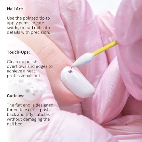 Fran Wilson Nail Tees Cotton Tips 120 Stück (3er Pack) - Das ultimative Nagelwerkzeug, vielseitige doppelseitige Wattestäbchen mit spitzen Enden für präzise Korrekturen und die perfekte Maniküre & Pediküre zu Hause