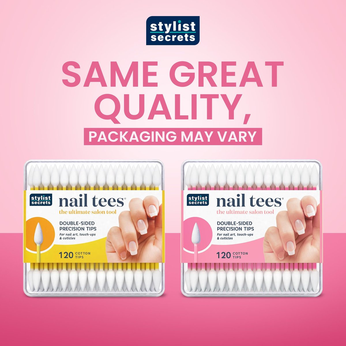 Fran Wilson Nail Tees Cotton Tips 120 Stück (3er Pack) - Das ultimative Nagelwerkzeug, vielseitige doppelseitige Wattestäbchen mit spitzen Enden für präzise Korrekturen und die perfekte Maniküre & Pediküre zu Hause