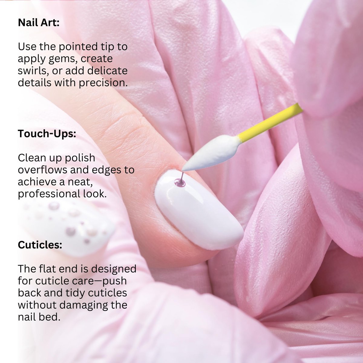 Fran Wilson Nail Tees Cotton Tips 120 Stück (3er Pack) - Das ultimative Nagelwerkzeug, vielseitige doppelseitige Wattestäbchen mit spitzen Enden für präzise Korrekturen und die perfekte Maniküre & Pediküre zu Hause