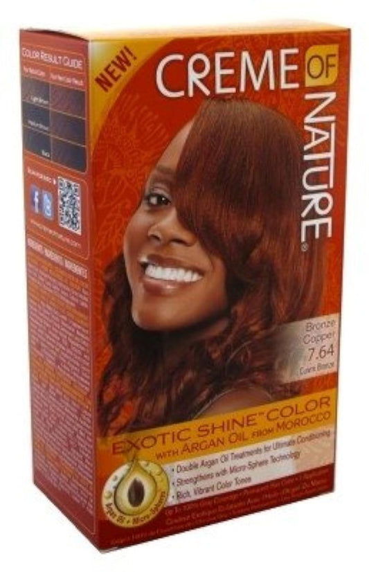 Creme of Nature Farbe #7.64 Bronze Kupfer Exotischer Glanz (3er Pack) – Permanente Haarfarbe