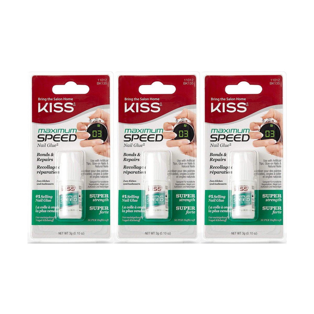 Kiss Maximum Speed Nagelkleber (3er Pack) – Starker Halt für Nail Art und Reparaturen