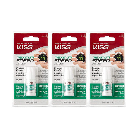 Kiss Maximum Speed Nagelkleber (3er Pack) – Starker Halt für Nail Art und Reparaturen