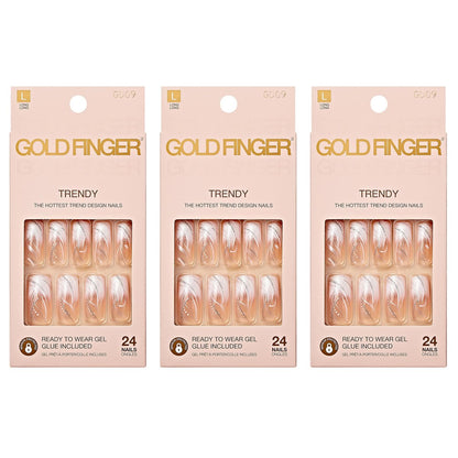 Goldfinger Gel Glam Design Nails (3er Pack) – Press-On Nägel mit Gel-Finish in Gold und Pink