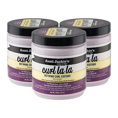 Aunt Jackie's Curl La La Defining Custard für Locken, Wellen und Coils – mit Sheabutter und Olivenöl, 3er-Pack (3 x 425 g)