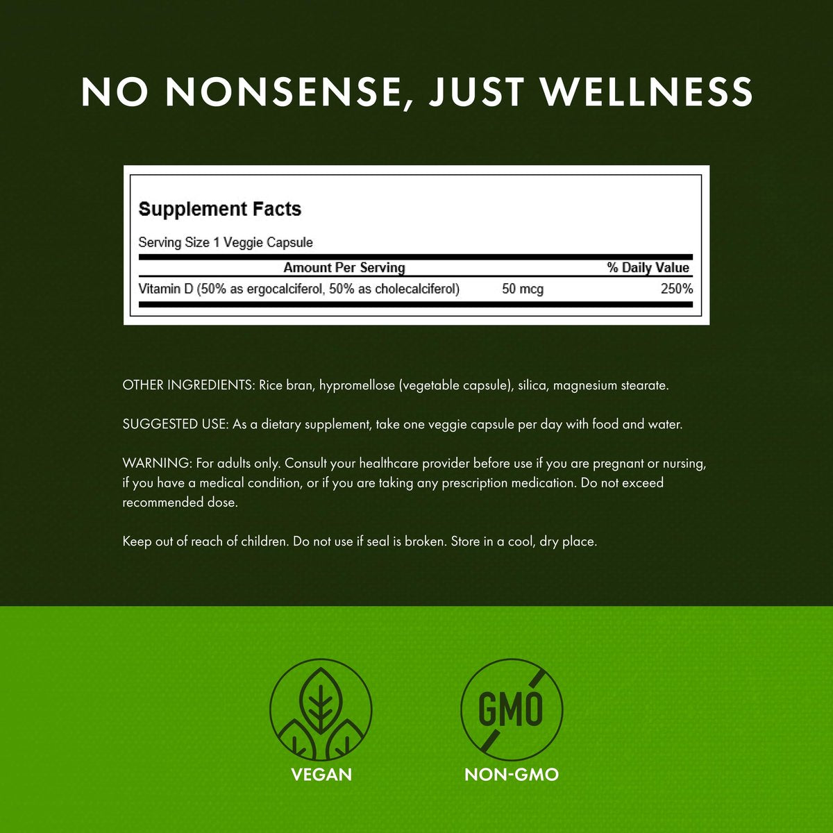 Swanson D2 & D3-2.000 IE – Nahrungsergänzungsmittel für Zahn- und Knochengesundheit, Immununterstützung, fördert Kalziumaufnahme, Nicht-GVO, 60 vegane Kapseln