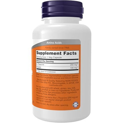 NOW Foods L-Theanin 200 mg mit Inositol – Stressmanagement* – 120 Veggie-Kapseln