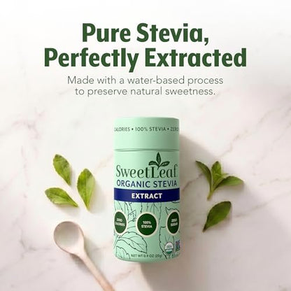 SweetLeaf Organic Pure Stevia Pulver Streudose 0,9 Unzen (1 Pack) – Null Kalorien Süßstoff ohne Erythrit, Stevia Blattextrakt, natürlicher Zuckerersatz für Kaffee & Backen, zuckerfrei, keto-freundlich