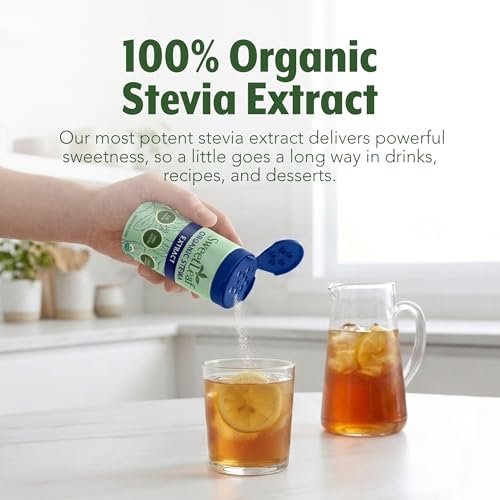 SweetLeaf Organic Pure Stevia Pulver Streudose 0,9 Unzen (1 Pack) – Null Kalorien Süßstoff ohne Erythrit, Stevia Blattextrakt, natürlicher Zuckerersatz für Kaffee & Backen, zuckerfrei, keto-freundlich