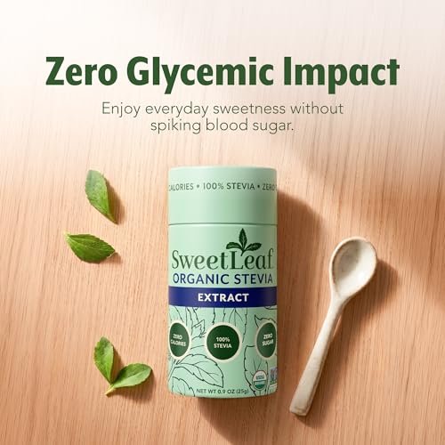 SweetLeaf Organic Pure Stevia Pulver Streudose 0,9 Unzen (1 Pack) – Null Kalorien Süßstoff ohne Erythrit, Stevia Blattextrakt, natürlicher Zuckerersatz für Kaffee & Backen, zuckerfrei, keto-freundlich