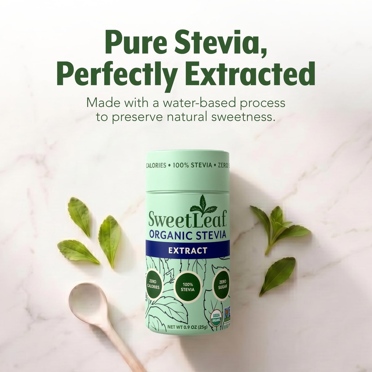 SweetLeaf Organic Pure Stevia Pulver Streudose 0,9 Unzen (1 Pack) – Null Kalorien Süßstoff ohne Erythrit, Stevia Blattextrakt, natürlicher Zuckerersatz für Kaffee & Backen, zuckerfrei, keto-freundlich