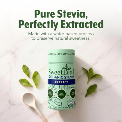 SweetLeaf Organic Pure Stevia Pulver Streudose 0,9 Unzen (1 Pack) – Null Kalorien Süßstoff ohne Erythrit, Stevia Blattextrakt, natürlicher Zuckerersatz für Kaffee & Backen, zuckerfrei, keto-freundlich