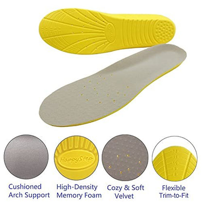 Happystep 1 Paar Memory Foam Einlegesohlen – Komfort bei Plantarfasziitis, Fußschmerzlinderung (US M: 6-8 / W: 7-9)