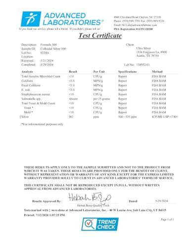 Ultra Silver® Kolloidales Silber | 500 PPM, 118 ml | Mineralisches Nahrungsergänzungsmittel | Echtes kolloidales Silber mit Pipette