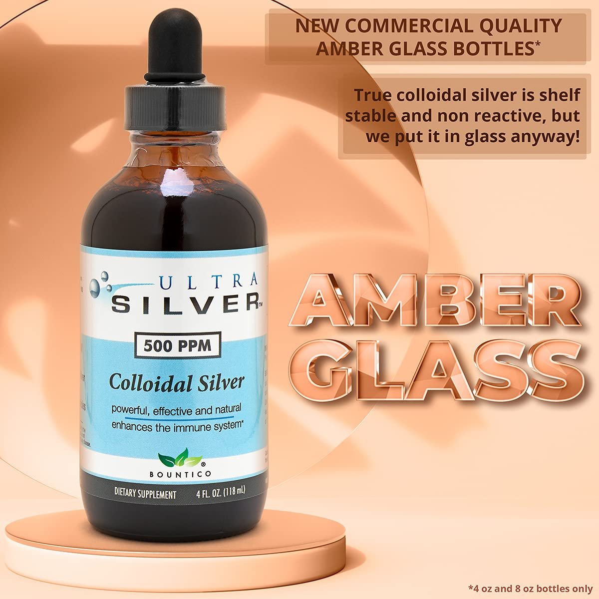 Ultra Silver® Kolloidales Silber | 500 PPM, 118 ml | Mineralisches Nahrungsergänzungsmittel | Echtes kolloidales Silber mit Pipette