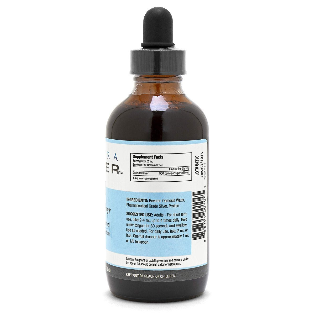 Ultra Silver® Kolloidales Silber | 500 PPM, 118 ml | Mineralisches Nahrungsergänzungsmittel | Echtes kolloidales Silber mit Pipette