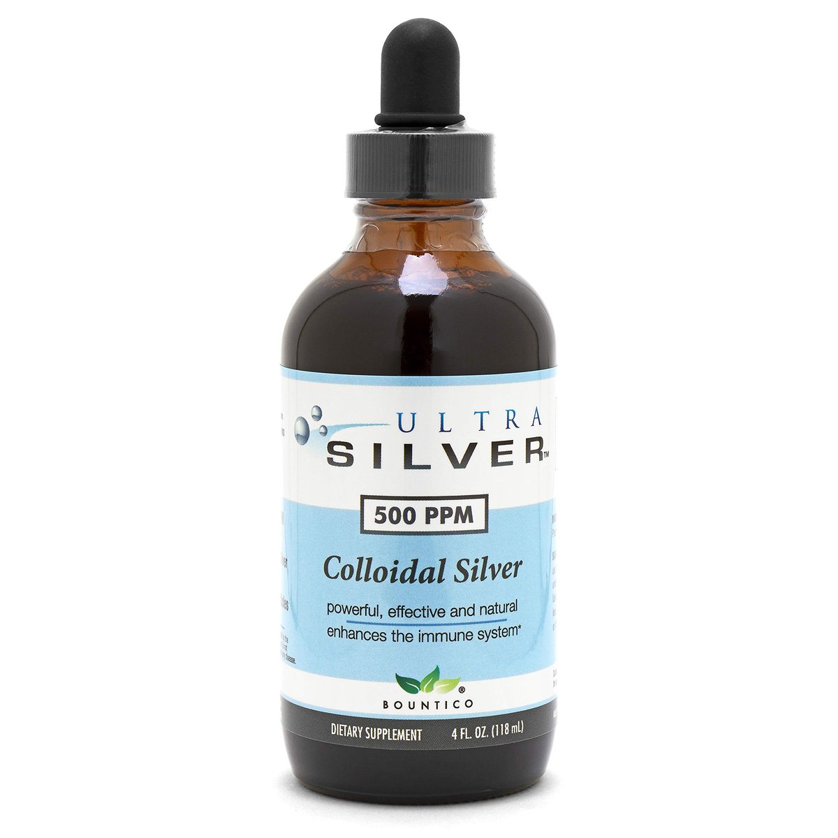 Ultra Silver® Kolloidales Silber | 500 PPM, 118 ml | Mineralisches Nahrungsergänzungsmittel | Echtes kolloidales Silber mit Pipette