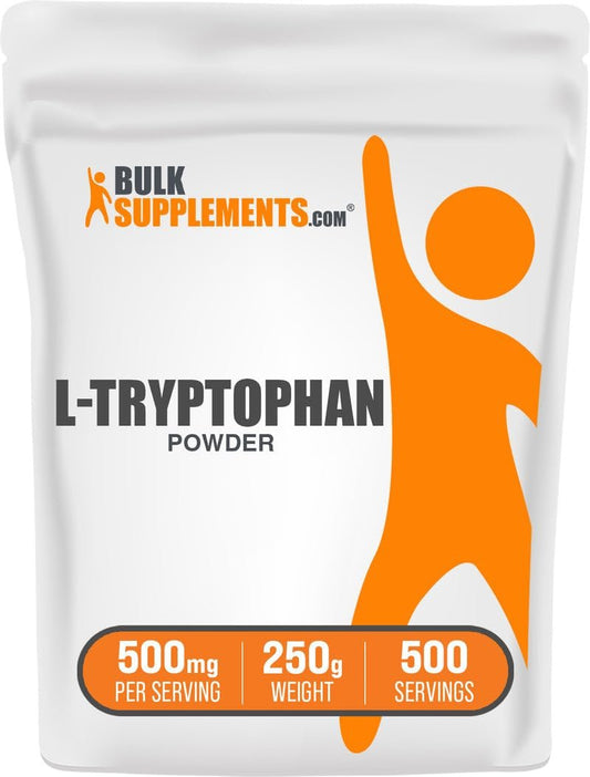 BulkSupplements L-Tryptophan Pulver - 250 g (8,8 oz) - 500 mg pro Portion - Glutenfrei - Aminosäure Nahrungsergänzungsmittel