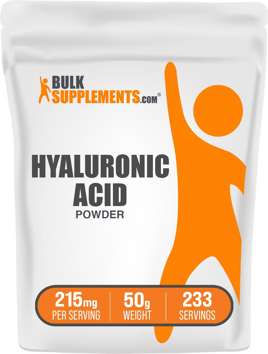 BulkSupplements.com Hyaluronsäure Pulver - als Natriumhyaluronat, Hyaluronsäure Nahrungsergänzung - Lebensmittelqualität, Glutenfrei - 215mg pro Portion, 50g (1,8 Unzen) (Packung mit 1)
