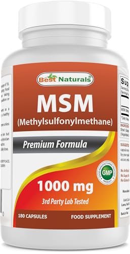 Best Naturals MSM 1000 mg – 180 Kapseln, hochreines Nahrungsergänzungsmittel