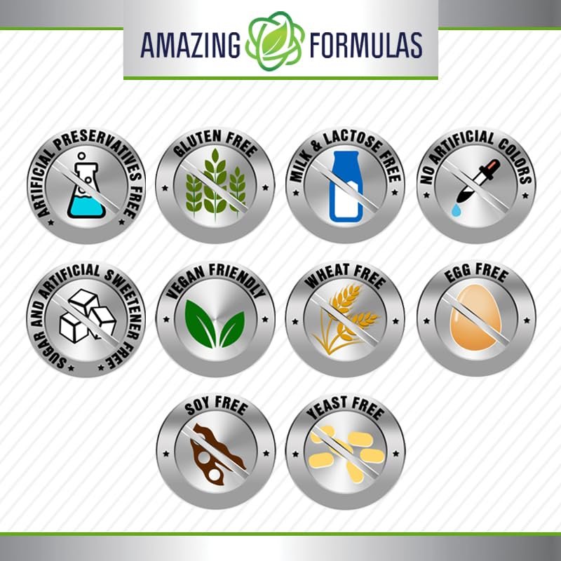 Amazing Formulas GABA Supplement | 750 mg pro Portion | 100 vegane Kapseln | Non-GMO | Glutenfrei | Hergestellt in den USA | Ideal für Vegetarier