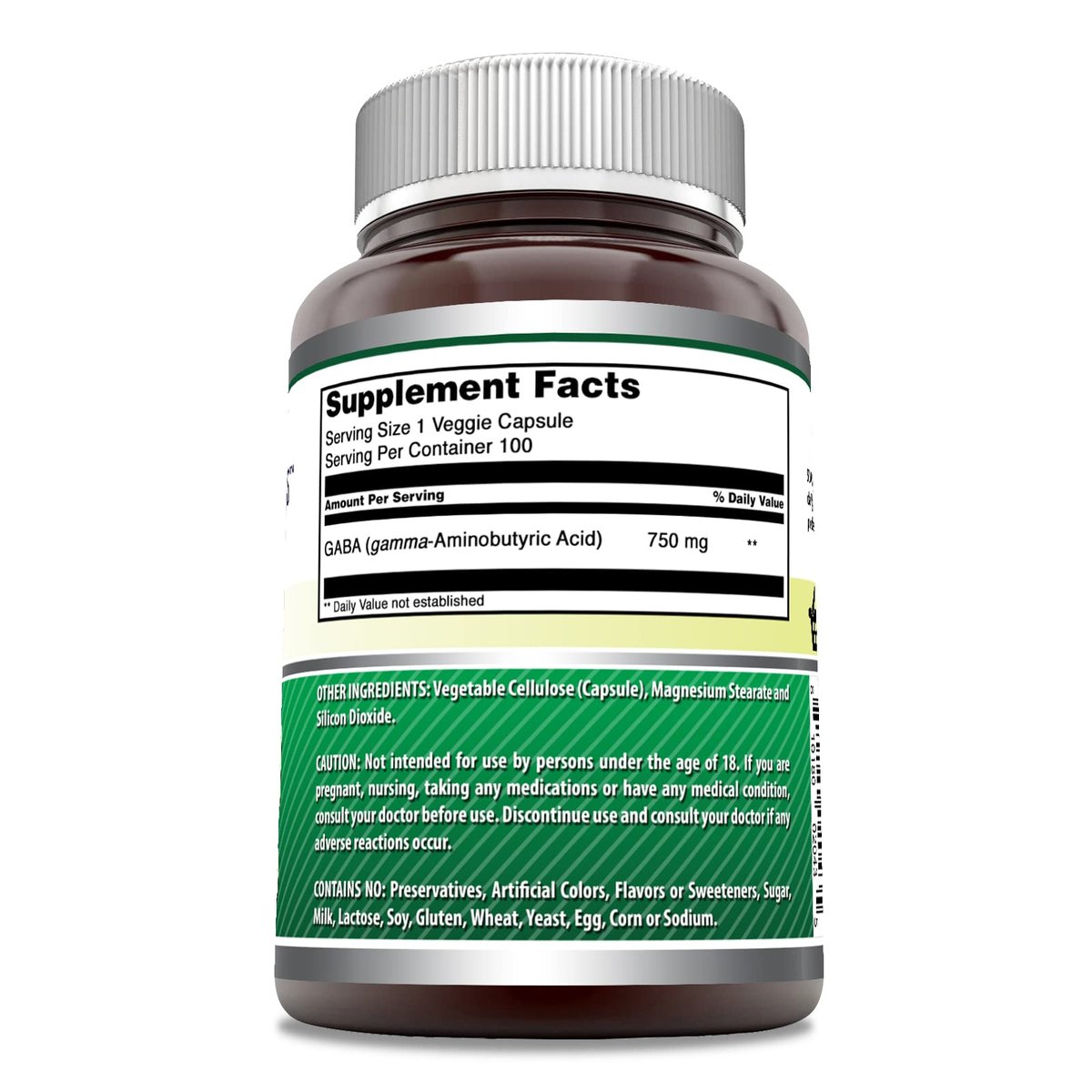 Amazing Formulas GABA Supplement | 750 mg pro Portion | 100 vegane Kapseln | Non-GMO | Glutenfrei | Hergestellt in den USA | Ideal für Vegetarier