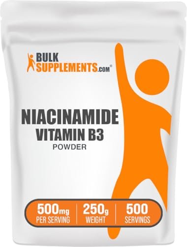 BulkSupplements.com Niacinamid Pulver - Vitamin B3 Pulver, Niacinamid Supplement, Niacinamid 500mg - B3 Vitamine für die Haut, Glutenfrei, 500mg pro Portion, 250g (8,8 Unzen) (1er Pack)