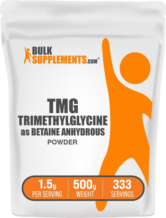 BulkSupplements.com Betain Anhydrous Pulver - Trimethylglycin, TMG Nahrungsergänzungsmittel, TMG Pulver - Betain TMG - Glutenfrei, 1500mg pro Portion, 500g (1,1 Pfund)