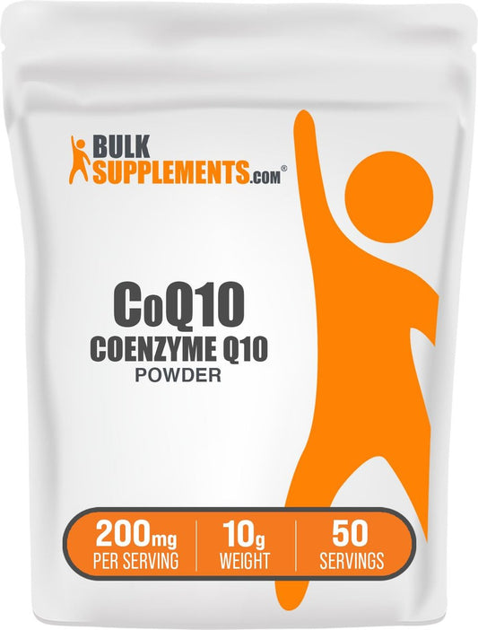 BulkSupplements.com Coenzym Q10 Pulver – 200 mg pro Portion, 10 g Packung, glutenfrei, Nahrungsergänzungsmittel