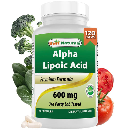 Best Naturals Alpha-Liponsäure 600 mg, 120 Kapseln – Hochdosiertes Antioxidans ALA
