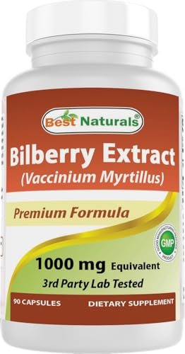 Best Naturals Heidelbeerextrakt 1000 mg Kapseln (Non-GMO) – Unterstützt gesunde Sehkraft, 90 Kapseln