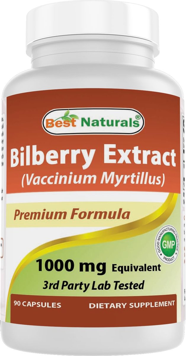 Best Naturals Heidelbeerextrakt 1000 mg Kapseln (Non-GMO) – Unterstützt gesunde Sehkraft, 90 Kapseln