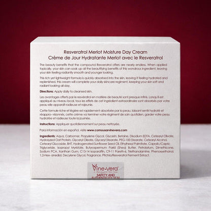 Vine Vera Merlot Tagescreme – Feuchtigkeitsspendend, Schnell Einziehend, Nicht Fettend – Resveratrol Gesichtscreme für Trockene, Normale und Reife Haut – Mit Sheabutter und Haferprotein – 1,83 Unzen