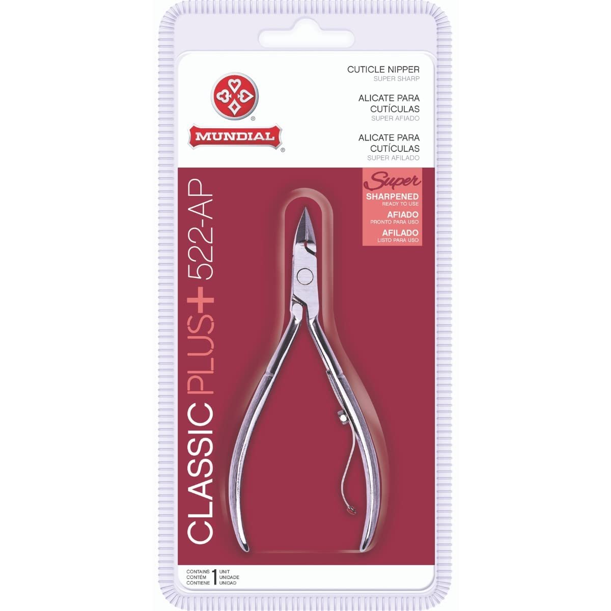 Mundial 522-AP Cuticle Nipper Super Sharp – Professionelle Nagelhautzange für Maniküre und Pediküre, Kohlenstoffstahl mit langlebiger Feder, inkl. Spitzenschutz