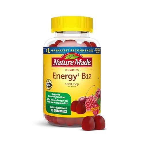 Nature Made Vitamin B12 Gummies 1000 mcg – 80 Stück, 40 Tage Vorrat, Nahrungsergänzungsmittel zur Unterstützung des Energiestoffwechsels