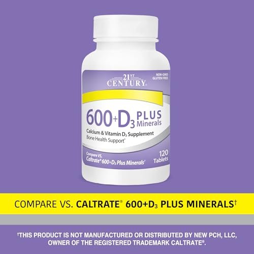 21st Century Calcium 600 Plus D Plus Mineralien Kapseln, 120 Stück