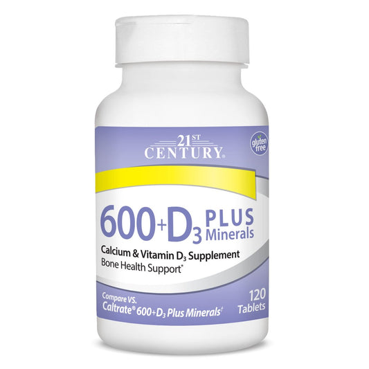 21st Century Calcium 600 Plus D Plus Mineralien Kapseln, 120 Stück