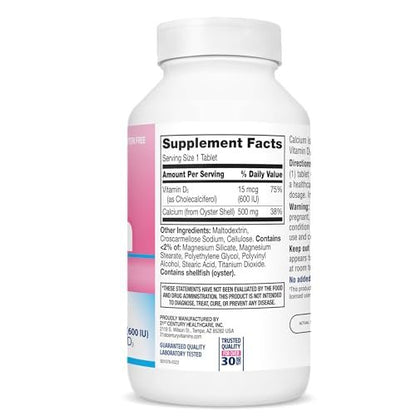 21st Century Calcium 500 Plus Extra D Caplets, 400 Stück – Hochdosiertes Calcium & Vitamin D3 für starke Knochen