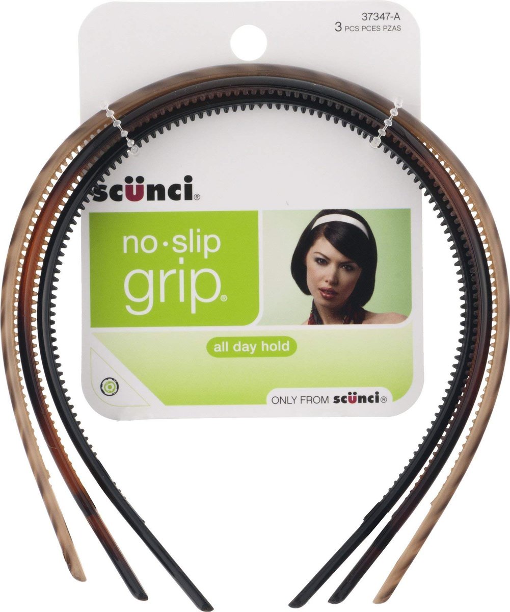 Scunci No Slip Skinny Haarband 3er-Pack – Tortoise Shell & Braun – Rutschfester Silikon-Haarreif
