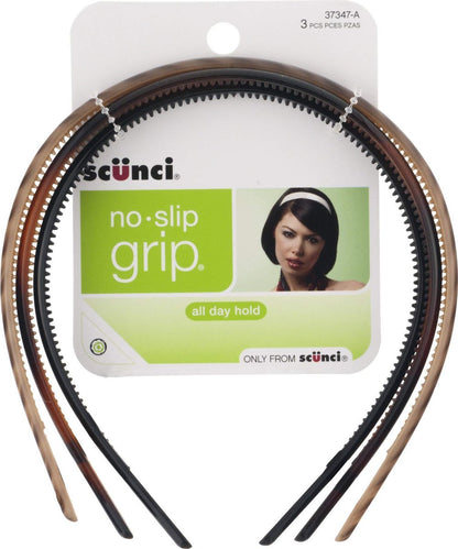 Scunci No Slip Skinny Haarband 3er-Pack – Tortoise Shell & Braun – Rutschfester Silikon-Haarreif