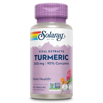 SOLARAY Kurkuma 300 mg - Extrakt mit 95% Curcumin - Gelenkunterstützung für Beweglichkeit und Wohlbefinden - Vegan, Glutenfrei, 60-Tage-Garantie, 60 Portionen