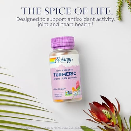SOLARAY Kurkuma 300 mg - Extrakt mit 95% Curcumin - Gelenkunterstützung für Beweglichkeit und Wohlbefinden - Vegan, Glutenfrei, 60-Tage-Garantie, 60 Portionen