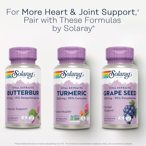 SOLARAY Kurkuma 300 mg - Extrakt mit 95% Curcumin - Gelenkunterstützung für Beweglichkeit und Wohlbefinden - Vegan, Glutenfrei, 60-Tage-Garantie, 60 Portionen