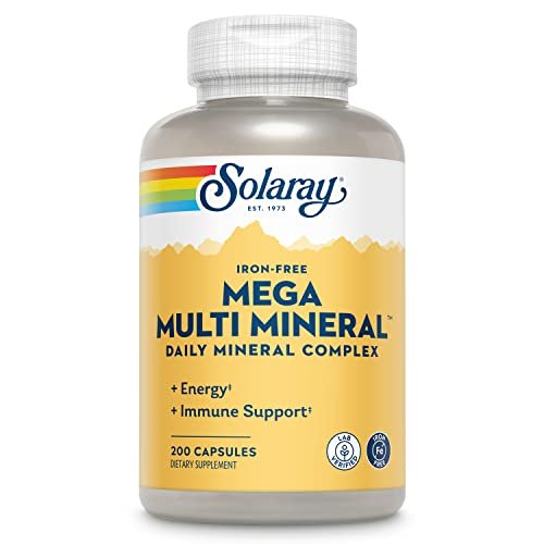 SOLARAY Mega Multi Mineral, Eisenfrei - Tägliches Mineralpräparat mit Spurenelementen, Elektrolyten, Calcium, Magnesium, Zink, Selen, Bor - Zellenergie, Immununterstützung, 60-Tage-Garantie, 50 Portionen