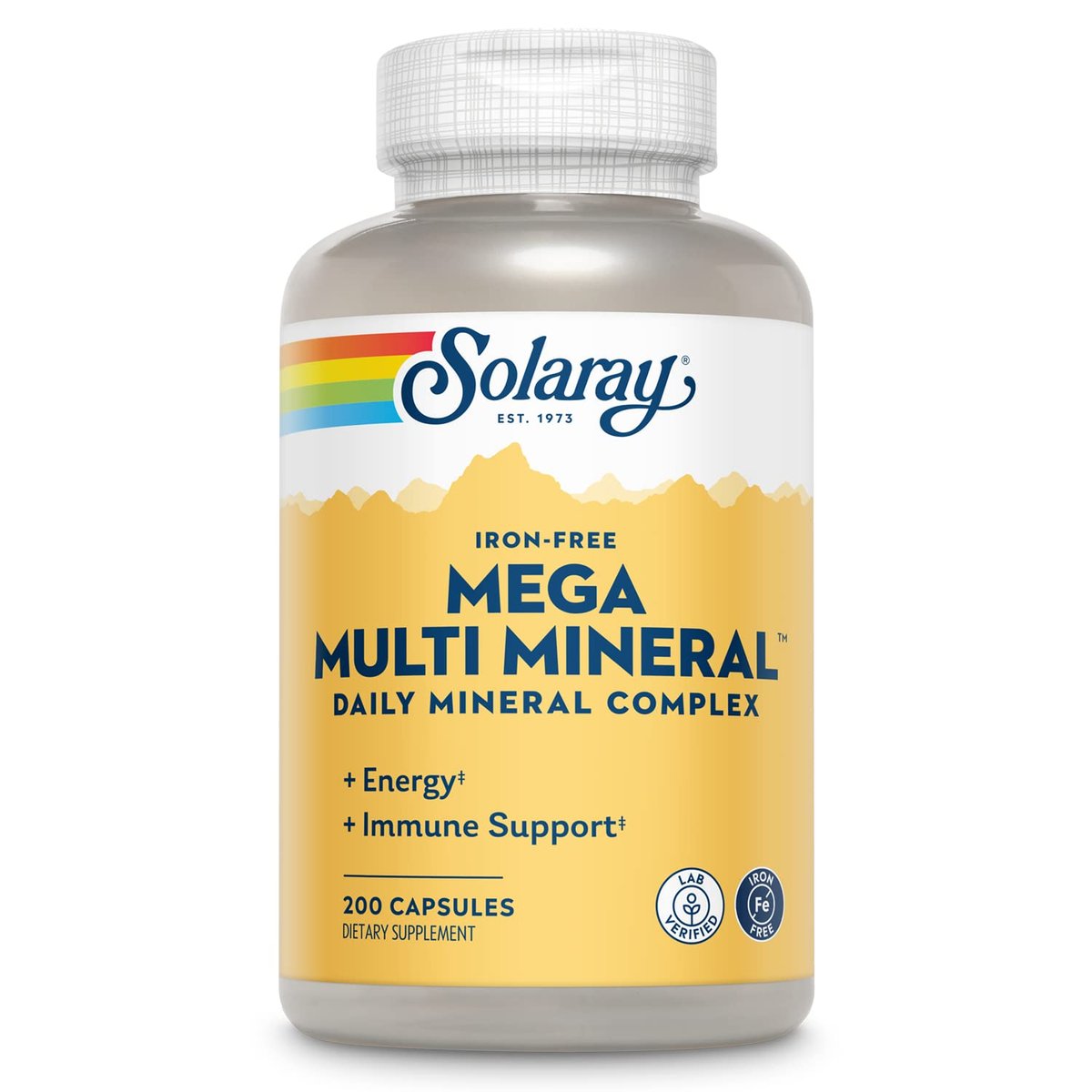 SOLARAY Mega Multi Mineral, Eisenfrei - Tägliches Mineralpräparat mit Spurenelementen, Elektrolyten, Calcium, Magnesium, Zink, Selen, Bor - Zellenergie, Immununterstützung, 60-Tage-Garantie, 50 Portionen