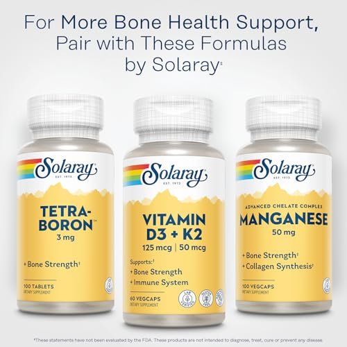 SOLARAY Vitamin D3 K2 Kapseln – 60 vegane Kapseln für Knochenstärke, Kalziumaufnahme und Immunsystem-Unterstützung – ohne Soja