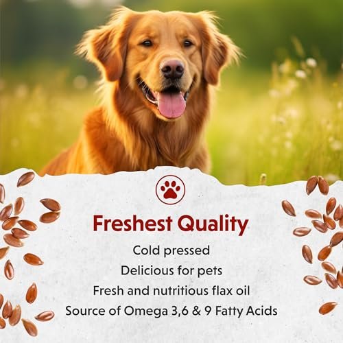 Barlean's Leinöl für Tiere – flüssige Omega-3-Fettsäuren für Hunde, Katzen und Haustiere, 12 oz