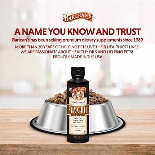 Barlean's Leinöl für Tiere – flüssige Omega-3-Fettsäuren für Hunde, Katzen und Haustiere, 12 oz