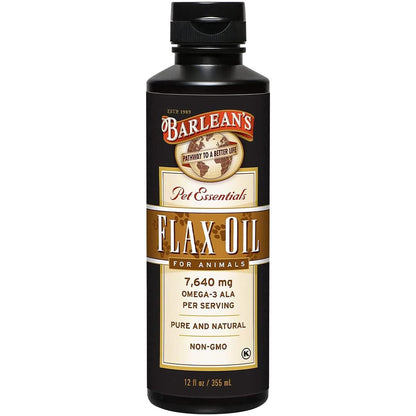 Barlean's Leinöl für Tiere – flüssige Omega-3-Fettsäuren für Hunde, Katzen und Haustiere, 12 oz